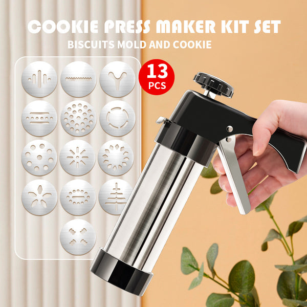 22 Pce Stainless Steel Biscuit Cookie Gun Press Squeeze Machine Icing Tip Baking Tool