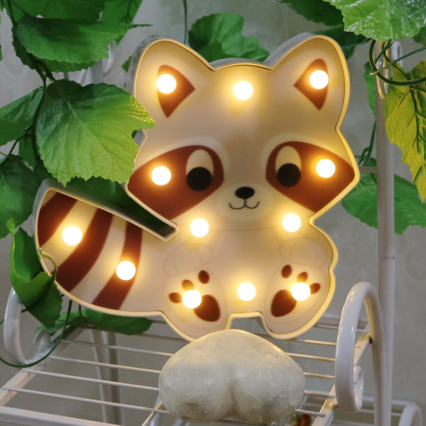 Cute Animal Lion Panda Raccoon Decorative Light Lamp Cartoon Children Nursery