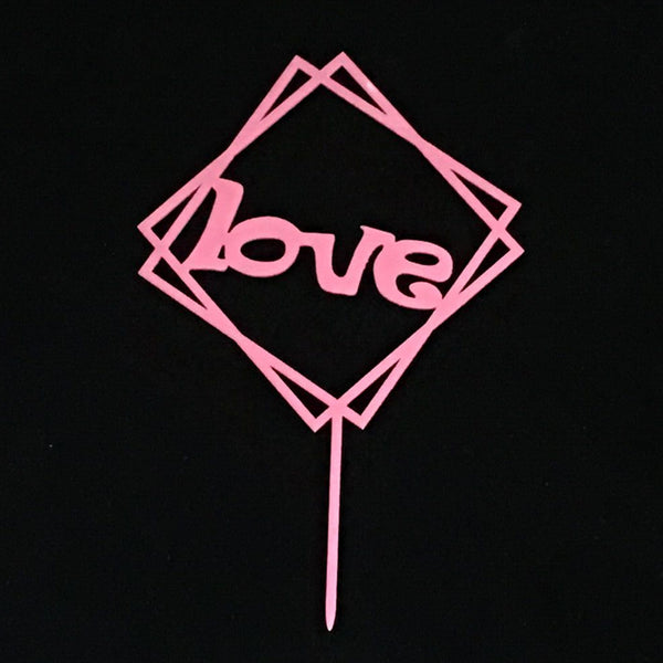 Happy Birthday Bear Heart Love Acrylic Cake Topper Decoration Black Gold Silver Pink