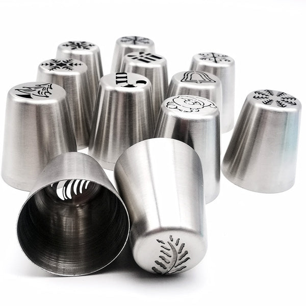13 Piece Stainless Steel Christmas Cake Cupcake Decoration Icing Nozzle Set