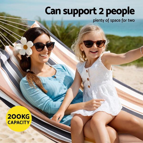 Gardeon Hammock Bed Polyester 200kg Outdoor Striped