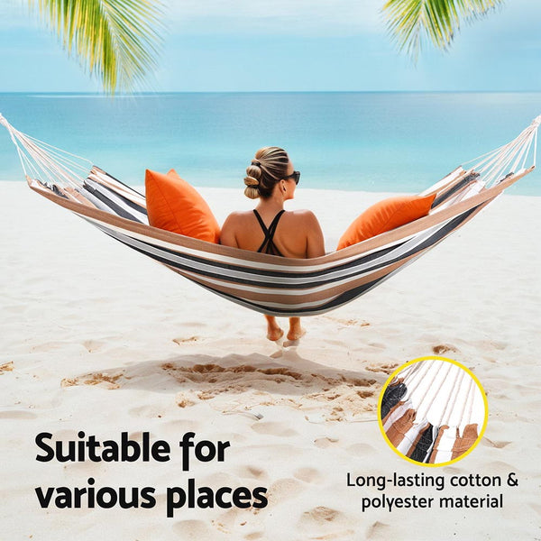 Gardeon Hammock Bed Polyester 200kg Outdoor Striped