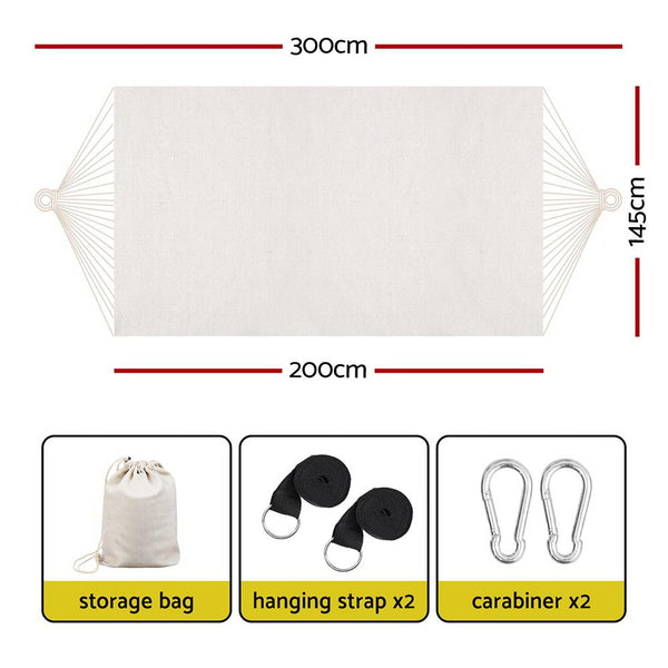 Gardeon Hammock Bed Cotton 200kg Storage Bag Outdoor Cream