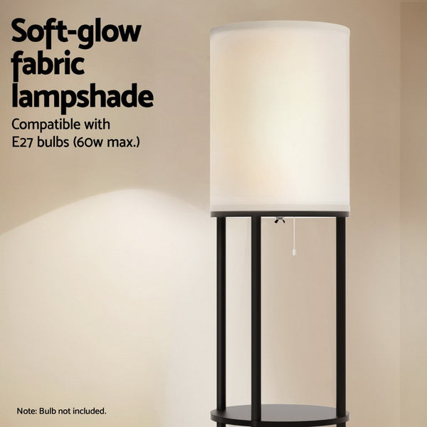 Artiss 3 Tier Shelf Storage LED Floor Lamp Light Stand Vintage Round