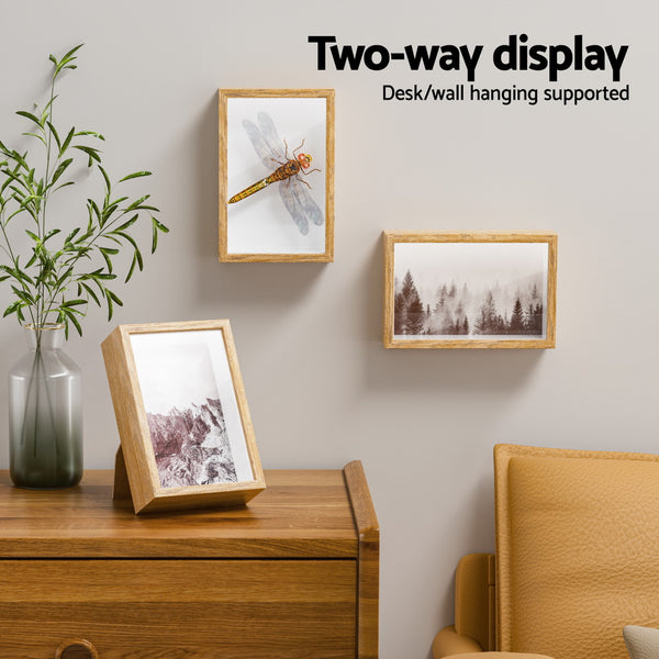 Artiss 3 Pce Photo Picture Collage Frame Set 3D Brown