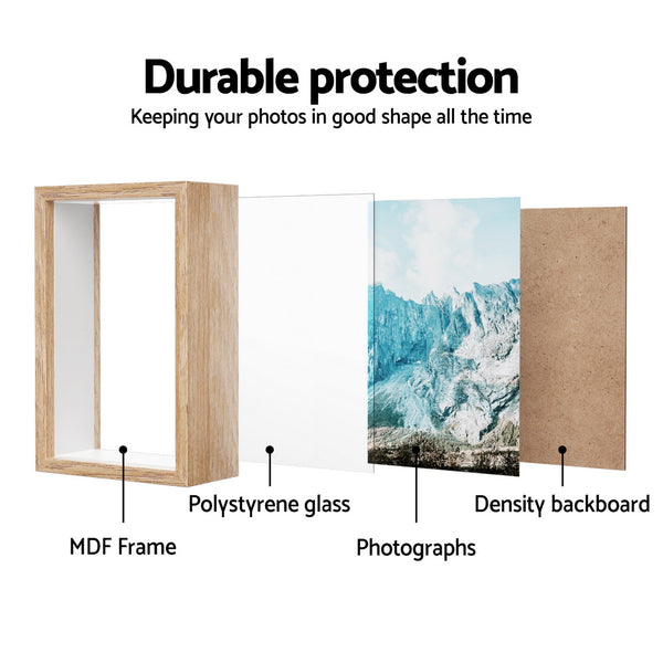 Artiss 3 Pce Photo Picture Collage Frame Set 3D Brown