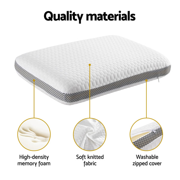 Giselle Bedding Memory Foam Pillow Side Back Front Sleeper 60 x 40 x 11cm