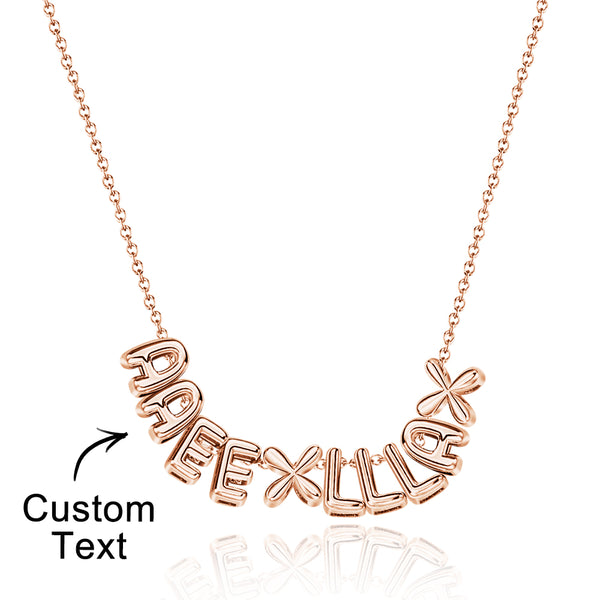 Custom Name 3D Bubble Balloon Letters Necklace Fantastic Gift