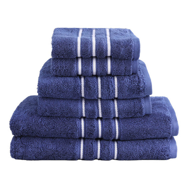 6 Pack Bath Hand Towels Washcloth Set 650gsm Cotton Navy Blue
