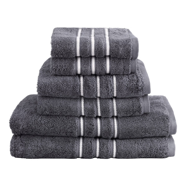 6 Pack Bath Hand Towels Washcloth Set 650gsm Cotton Grey