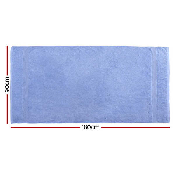 2x Bath Towels Sheets Cotton Extra Large 550gsm Blue 180 x 90cm