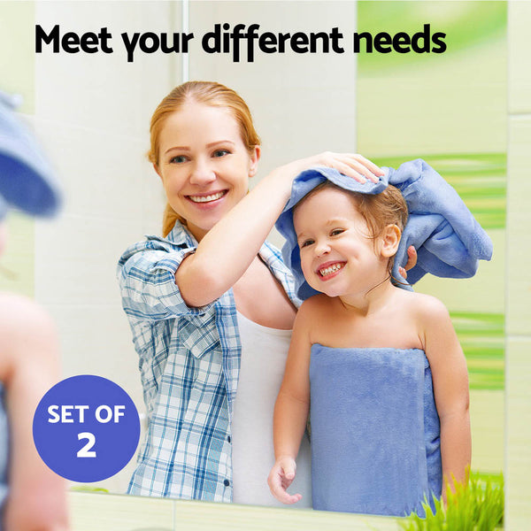 2x Bath Towels Sheets Cotton Extra Large 550gsm Blue 180 x 90cm