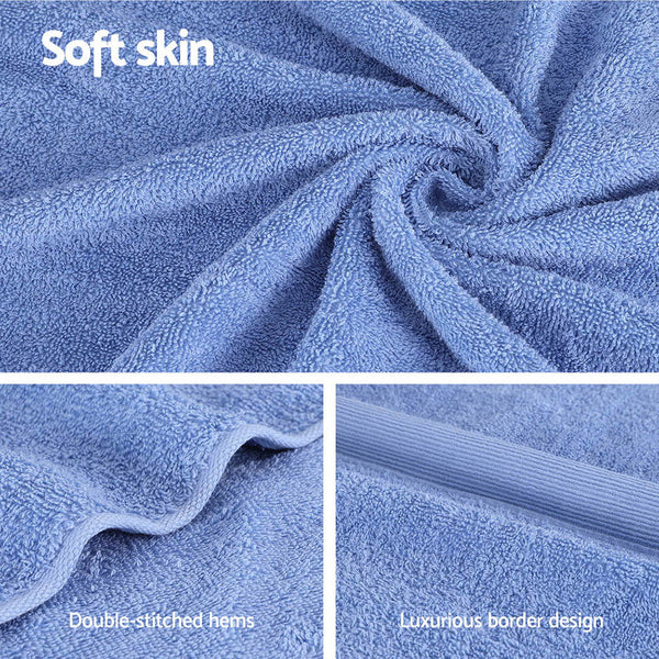 2x Bath Towels Sheets Cotton Extra Large 550gsm Blue 180 x 90cm
