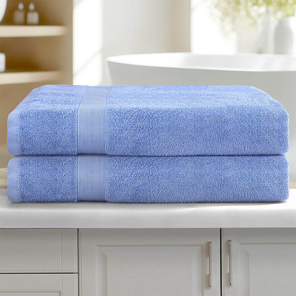 2x Bath Towels Sheets Cotton Extra Large 550gsm Blue 180 x 90cm