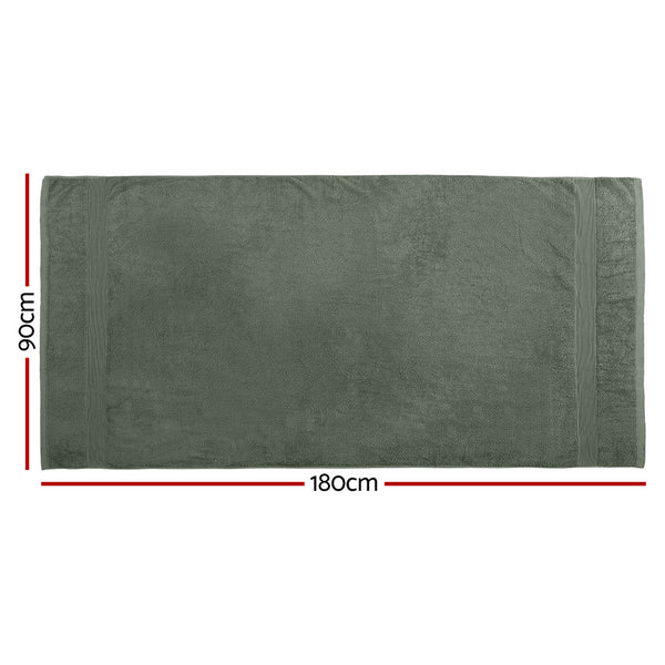 2x Bath Towels Sheets Cotton Extra Large 550gsm Green 180 x 90cm