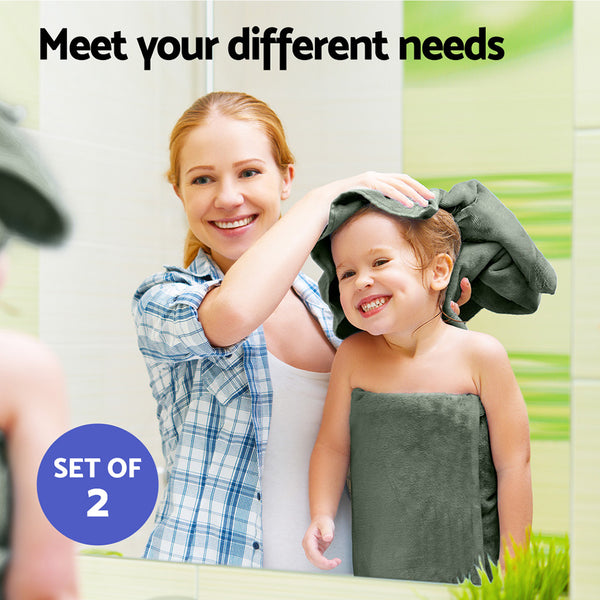 2x Bath Towels Sheets Cotton Extra Large 550gsm Green 180 x 90cm