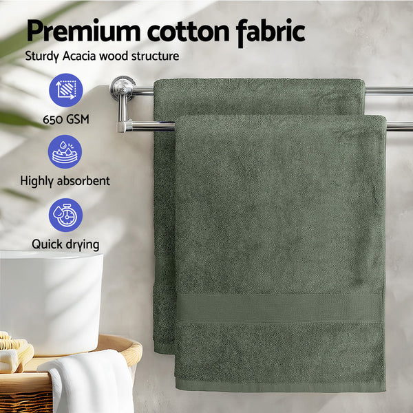 2x Bath Towels Sheets Cotton Extra Large 550gsm Green 180 x 90cm