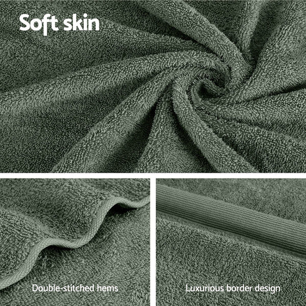 2x Bath Towels Sheets Cotton Extra Large 550gsm Green 180 x 90cm