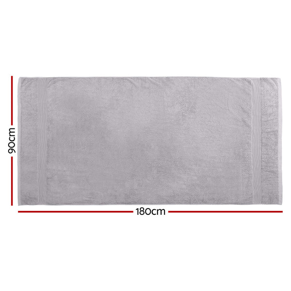 2x Bath Towels Sheets Cotton Extra Large 550gsm Grey 180 x 90cm