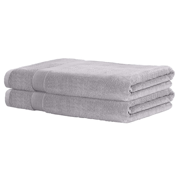 2x Bath Towels Sheets Cotton Extra Large 550gsm Grey 180 x 90cm