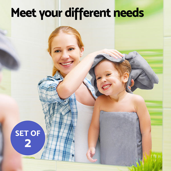 2x Bath Towels Sheets Cotton Extra Large 550gsm Grey 180 x 90cm