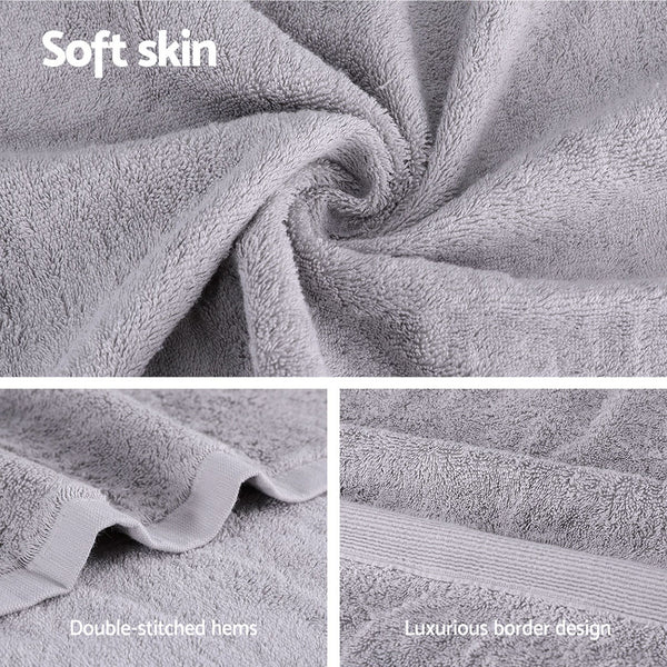 2x Bath Towels Sheets Cotton Extra Large 550gsm Grey 180 x 90cm
