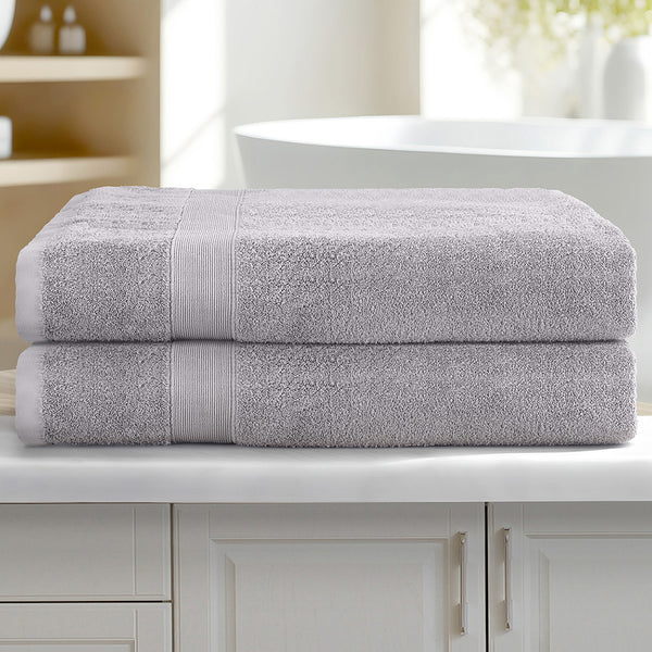 2x Bath Towels Sheets Cotton Extra Large 550gsm Grey 180 x 90cm