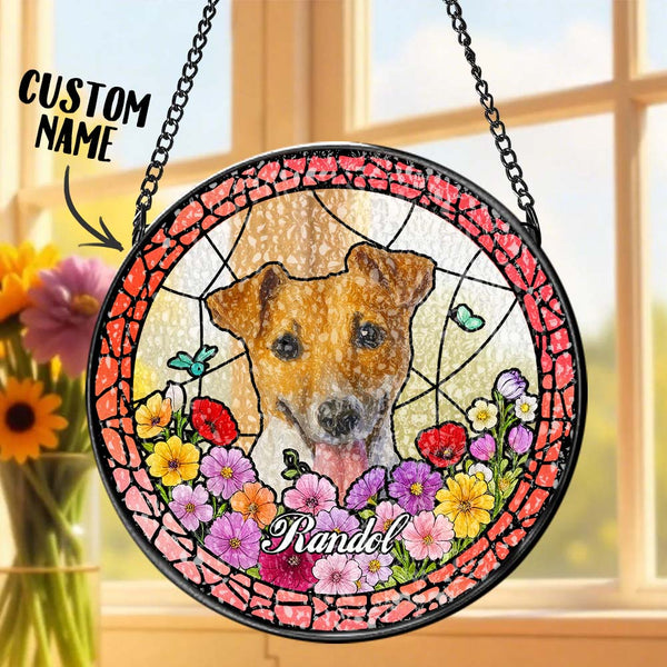 Custom Pet Portrait Stained Glass Suncatcher Personalised Pet Keepsake Memorial