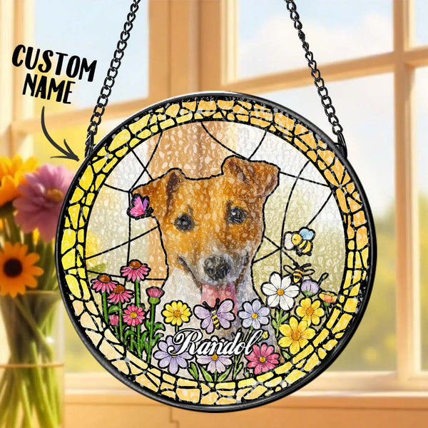 Custom Pet Portrait Stained Glass Suncatcher Personalised Pet Keepsake Memorial