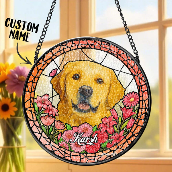Custom Pet Portrait Stained Glass Suncatcher Personalised Pet Keepsake Memorial