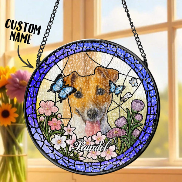 Custom Pet Portrait Stained Glass Suncatcher Personalised Pet Keepsake Memorial