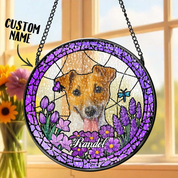 Custom Pet Portrait Stained Glass Suncatcher Personalised Pet Keepsake Memorial