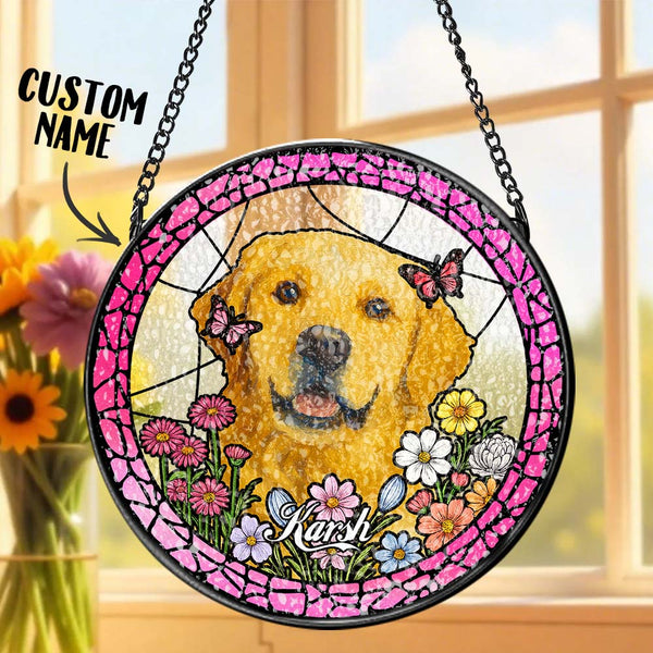 Custom Pet Portrait Stained Glass Suncatcher Personalised Pet Keepsake Memorial