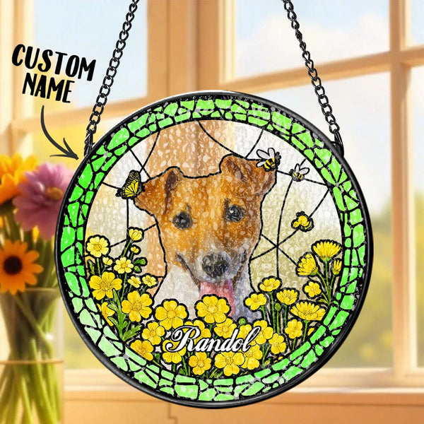 Custom Pet Portrait Stained Glass Suncatcher Personalised Pet Keepsake Memorial