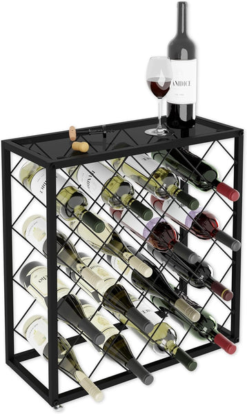 Freestanding Metal Wine Rack Storage Organiser 25 Bottles