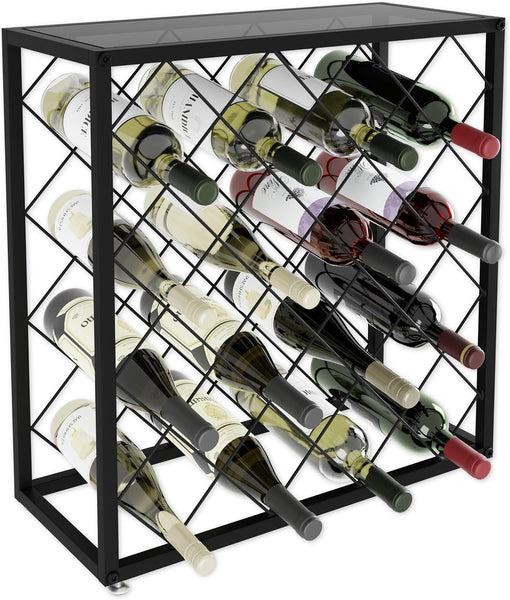 Freestanding Metal Wine Rack Storage Organiser 25 Bottles