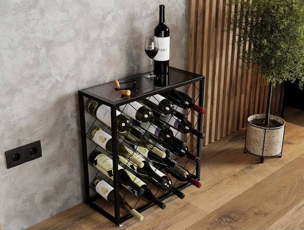 Freestanding Metal Wine Rack Storage Organiser 25 Bottles