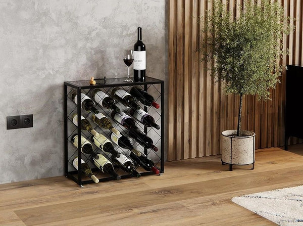 Freestanding Metal Wine Rack Storage Organiser 25 Bottles