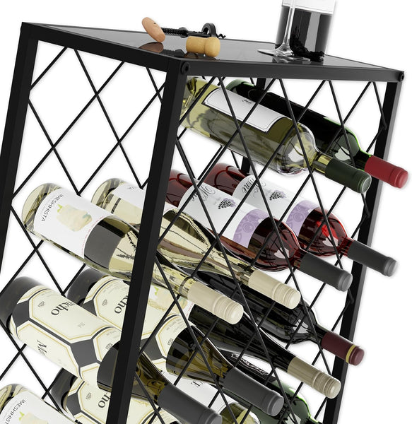Freestanding Metal Wine Rack Storage Organiser 25 Bottles