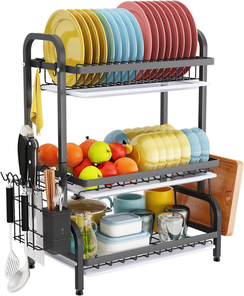 Dish Drying Drier Rack 3 Tier Stainless Steel Kitchen Utensil Cutting Board Holder