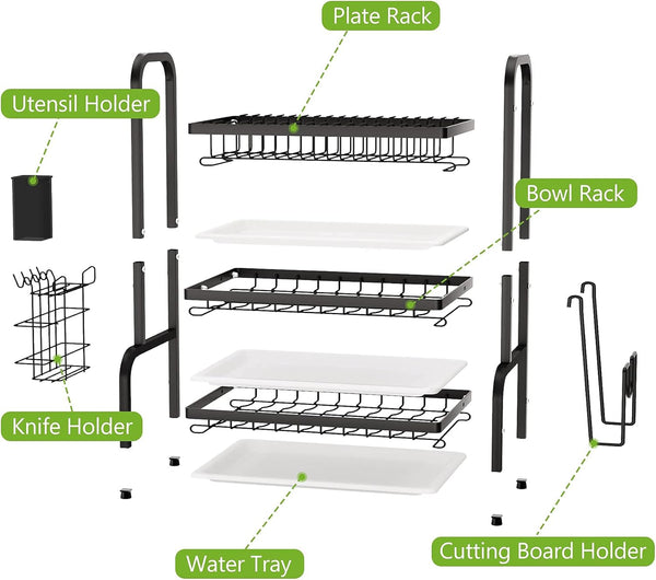 Dish Drying Drier Rack 3 Tier Stainless Steel Kitchen Utensil Cutting Board Holder
