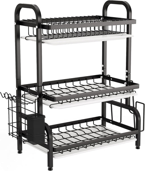 Dish Drying Drier Rack 3 Tier Stainless Steel Kitchen Utensil Cutting Board Holder