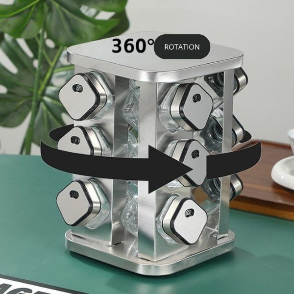 Carla Home Stainless Rotating Spice Rack Organiser 20 Glass Jars Kitchen Countertop
