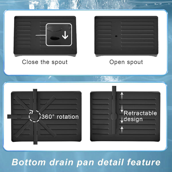 Carla Home 2 Tier Dish Drying Rack Kitchen Drip Tray Utensil Cutlery Holder Black