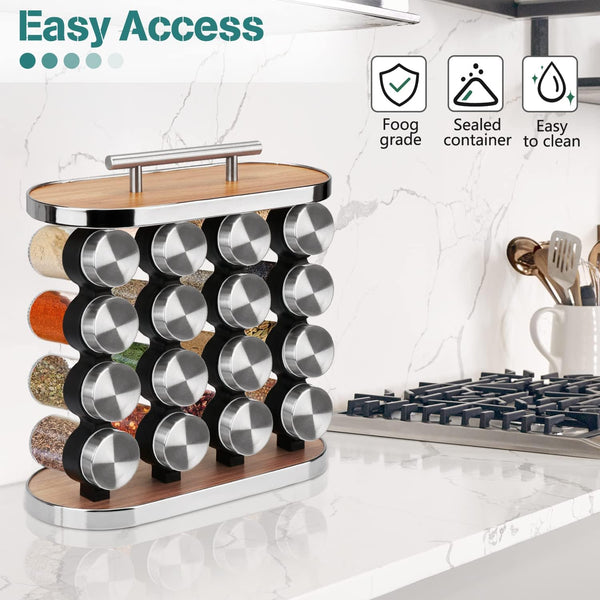 Carla Home 20 Jar Spice Rack Organiser Storage Kitchen Countertop Cabinet