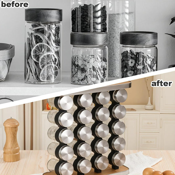 Carla Home 20 Jar Spice Rack Organiser Storage Kitchen Countertop Cabinet