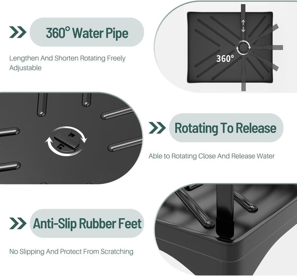 Carla Home 2 Tier Dish Drying Rack Kitchen Drip Tray Drainer Cutlery Holder Black