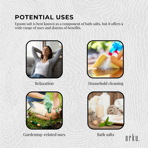Orku 1Kg Epsom Salt - Magnesium Sulphate Bath Salts For Skin Body Sulfate