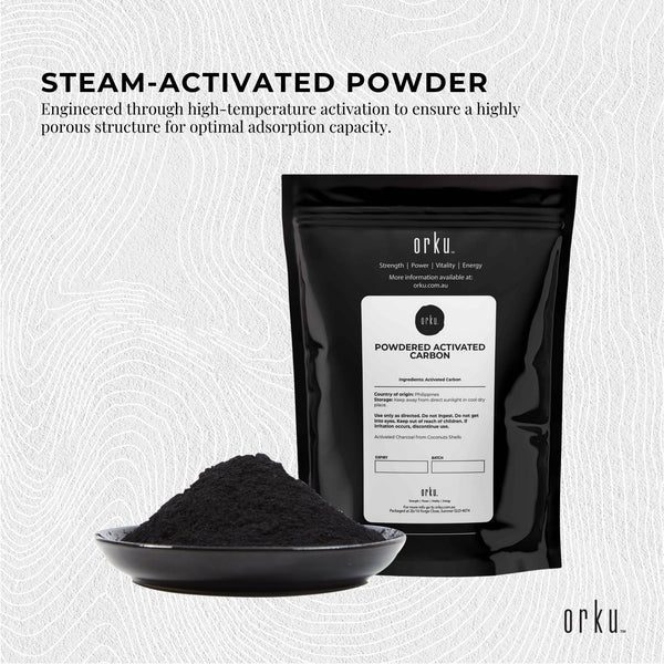 Orku 50g Activated Carbon Powder Coconut Charcoal -  Water Filtration