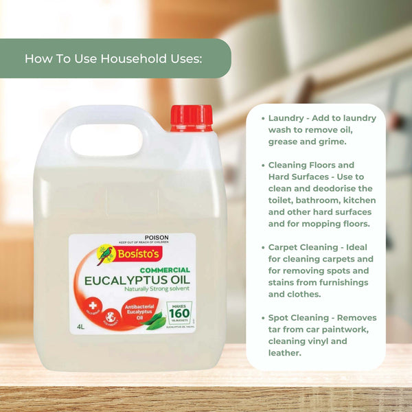 Bosisto's Commercial Eucalyptus Oil Cleaner Natural Floor Kitchen Bathroom 4L